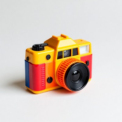 Colorful toy camera isolated
