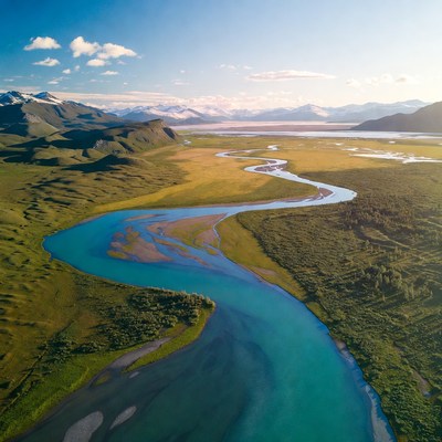 Turquoise River in Mountain Valley