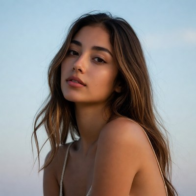 Beautiful woman with long brown hair