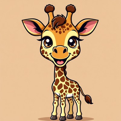 Cute cartoon baby giraffe