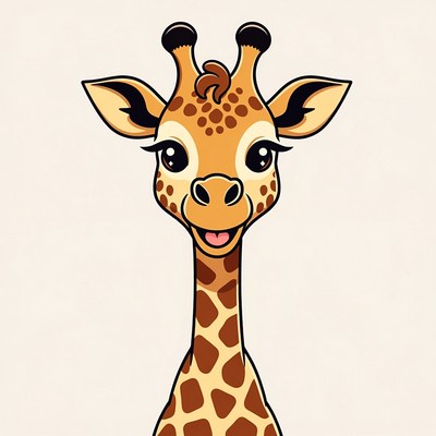 Cute cartoon giraffe smiling