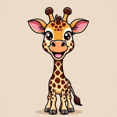 Cute cartoon baby giraffe