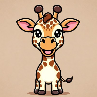 Cute cartoon giraffe smiling