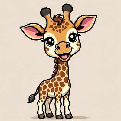Cute cartoon baby giraffe