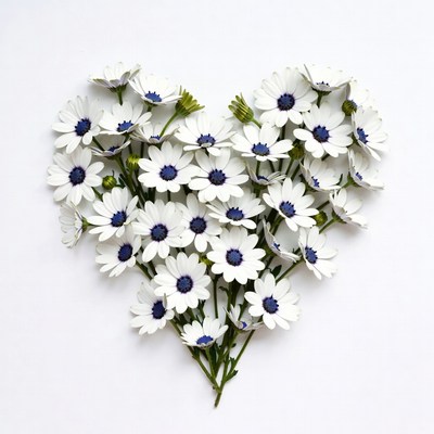 White Daisies Heart Shape