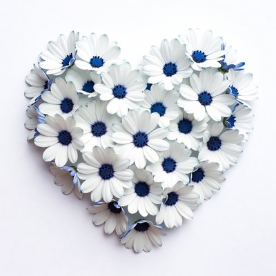 White Daisies Heart Shape