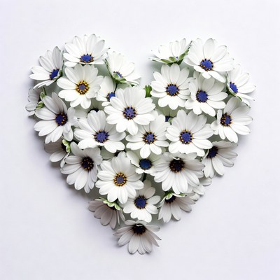 White Daisies Heart Shape
