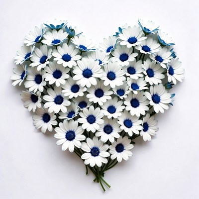 Daisies arranged in heart shape