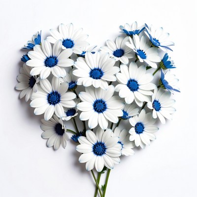 Blue Daisy Heart Flowers