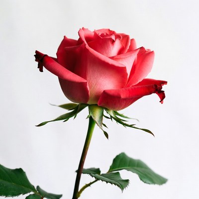 Pink Rose on White Background