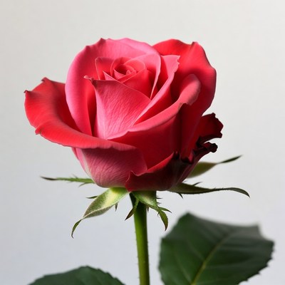 Pink Rose on White Background