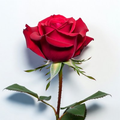 Red Rose on White Background