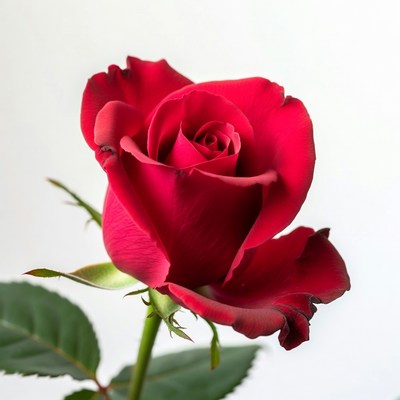 Red Rose on White Background