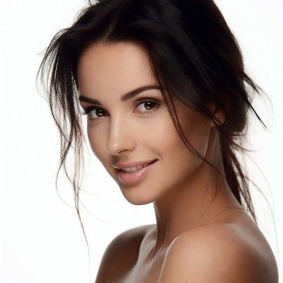 Beautiful woman with long black hair