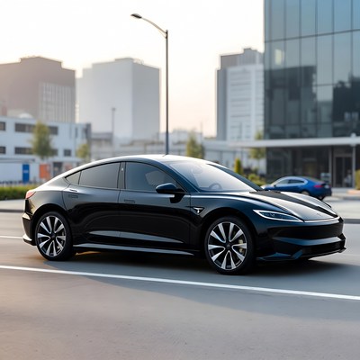 Black Tesla Model S urban street