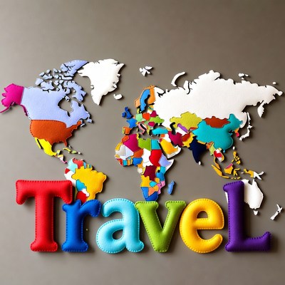 Felt World Map with Travel Text