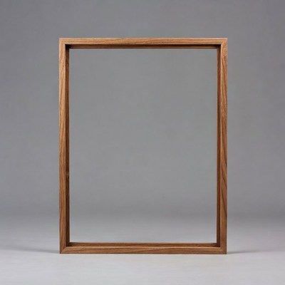 Wooden Picture Frame on Gray Background