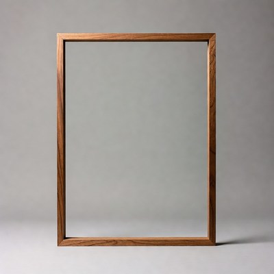Wooden Picture Frame on Gray Background