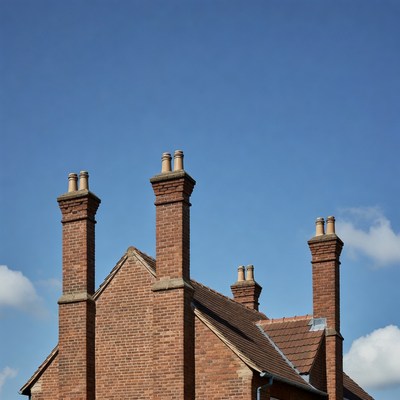 Brick Chimneys on Rooftop