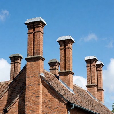 Brick Chimneys on Rooftop