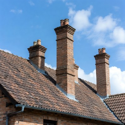 Brick Chimneys on Rooftop