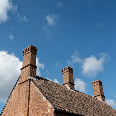 Brick Chimneys on Rooftop
