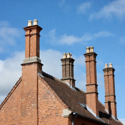 Brick Chimneys on Rooftop