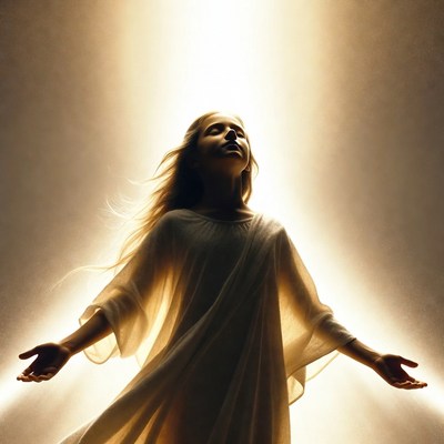 Blonde girl in glowing light