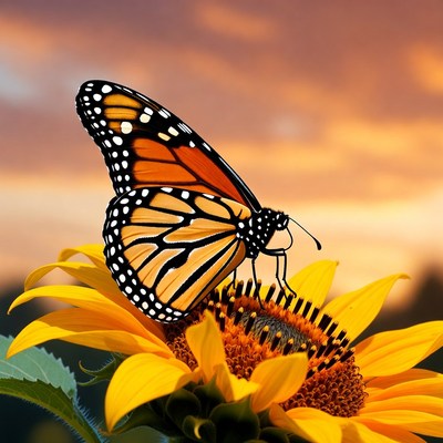 Monarch Butterfly on Sunflower