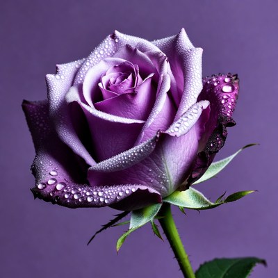 Purple Rose with Water Droplets