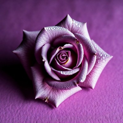 Purple Rose with Dew Drops