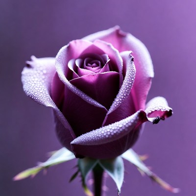 Purple Rose with Dew Drops
