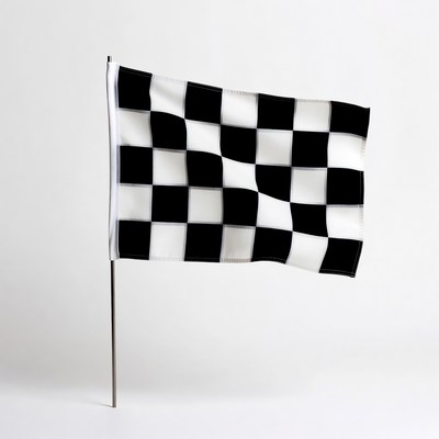 Checkered racing flag on pole
