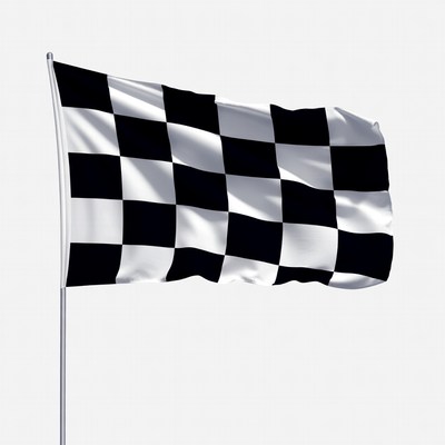Checkered Flag Waving on Pole