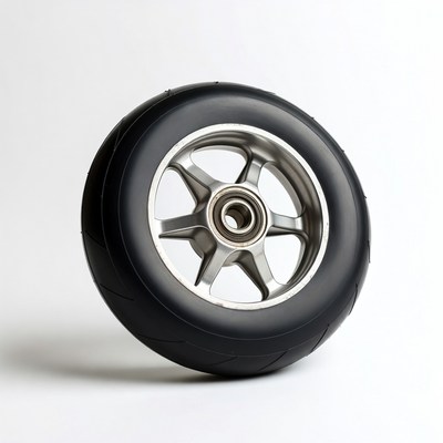 Black tire silver wheel