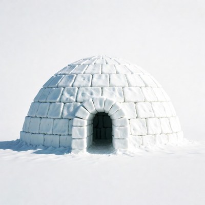 Snowy Igloo on White Background