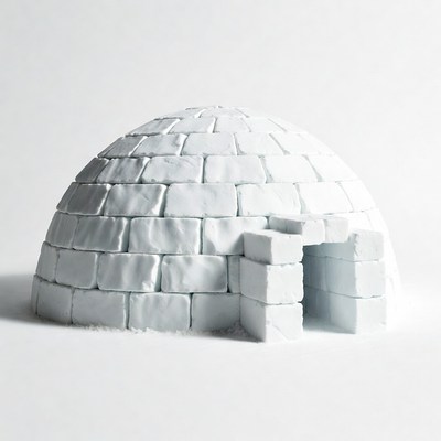 Snow Igloo on White Background