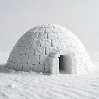 Snow Igloo with Open Door