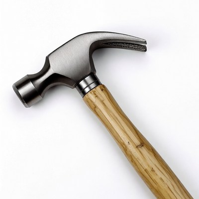 Claw hammer with wooden handle