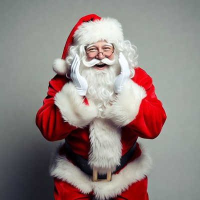 Smiling Santa Claus in red suit