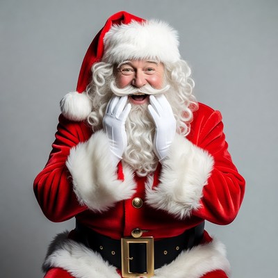 Smiling Santa Claus in Red Suit