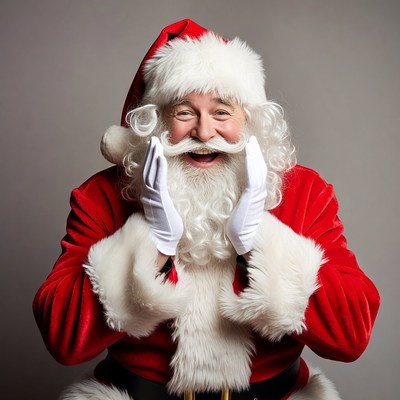 Smiling Santa Claus in Red Suit