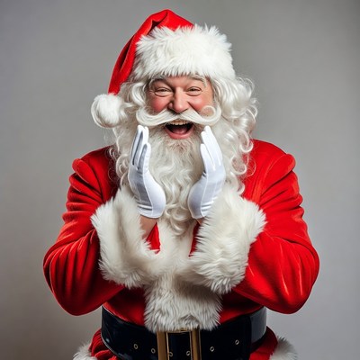 Smiling Santa Claus laughing joyfully