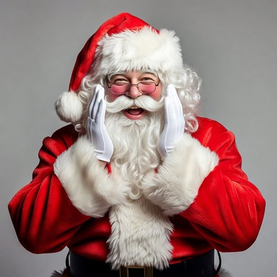 Smiling Santa Claus in Red Suit