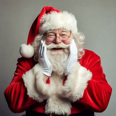 Smiling Santa Claus in red suit
