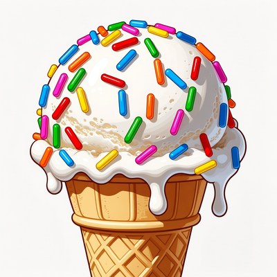 Ice Cream Cone with Sprinkles
