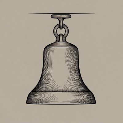 Line drawing of hanging bell