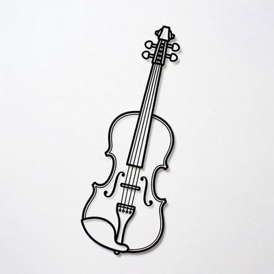 Black Outline Violin Illustration