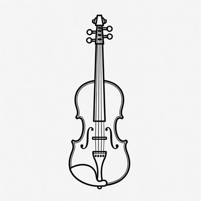 Black Outline Violin Illustration