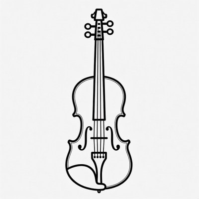 Black Outline Violin Illustration